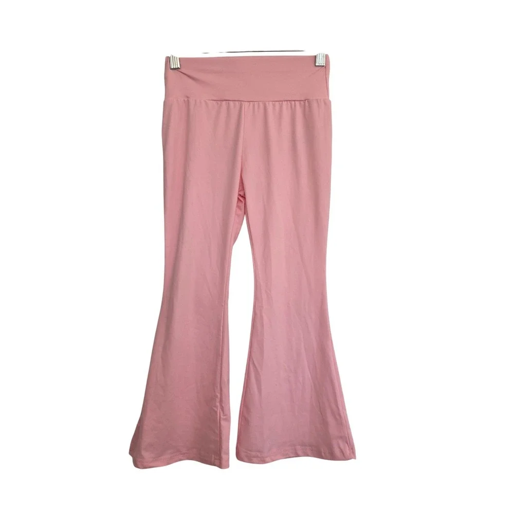 Pink High Waisted Flare Leg Bell Bottom Pants Stretch Trousers toddler size‎ 4